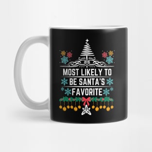 Santa's List Hilarious Christmas Jokes Saying Gift Idea - Most Likely to Be Santa's Favorite - Funny Christmas Mug